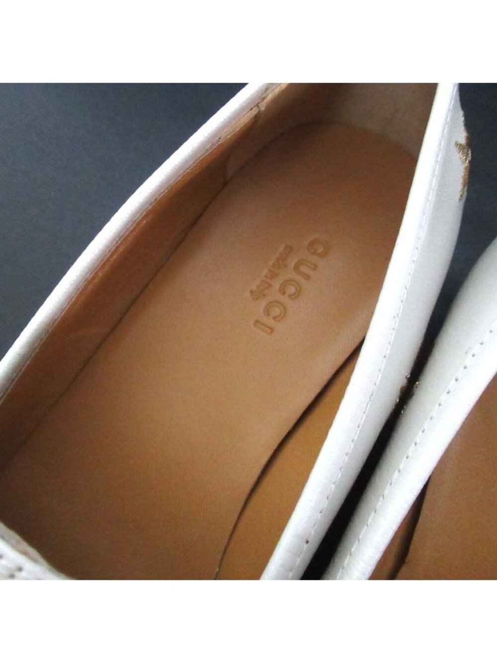 Gucci Jordan Embroidered Horsebit Slip on Loafers 38 Ivory - Picture 5 of 12